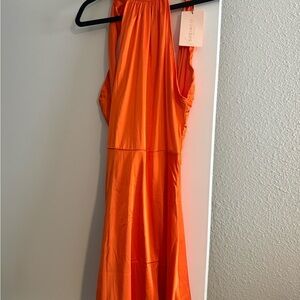 Bright Orange Sleeveless Maxi Dress